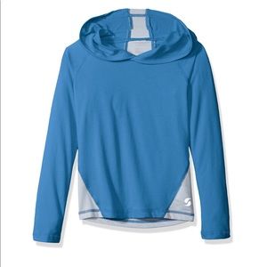 New Color Blocking Hooded Blue T-shirt. Activewear